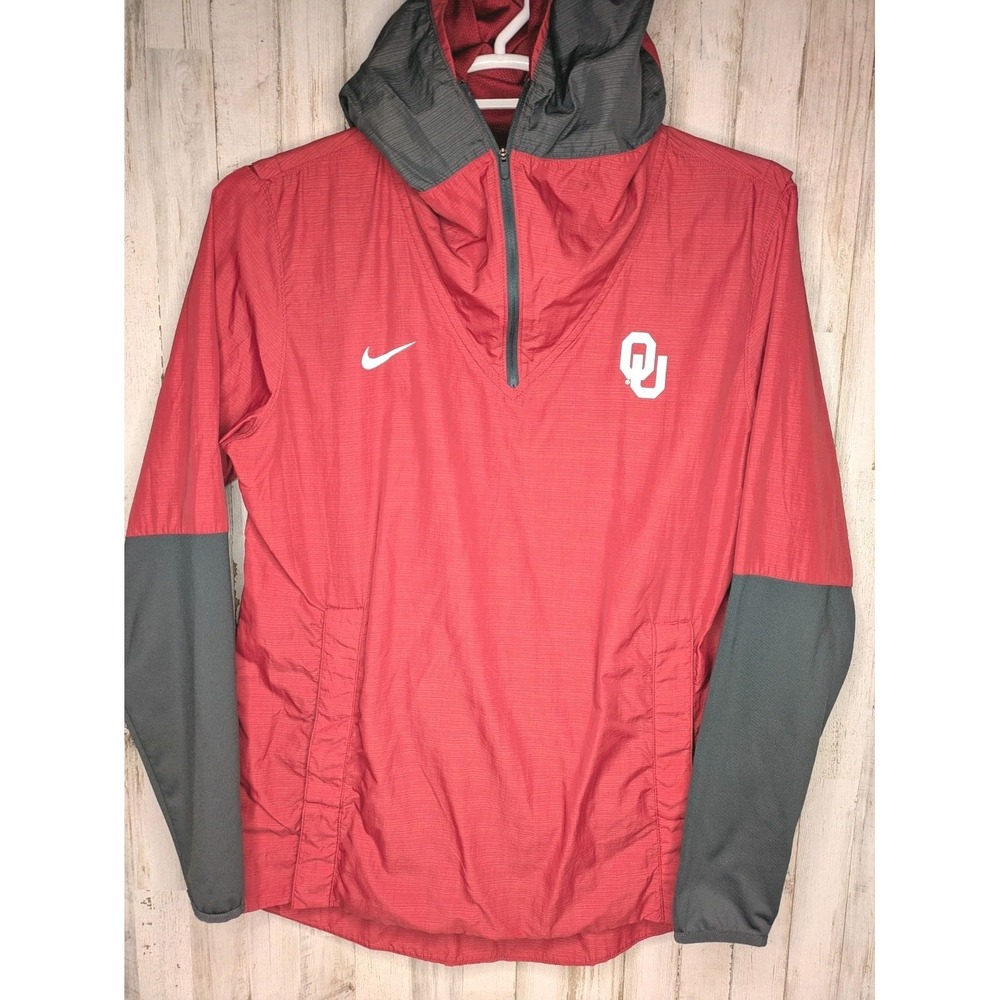 Okahoma Sooners Nike Windbreaker‎ Jacket Sz Medium Hood Vented On Field Pullover